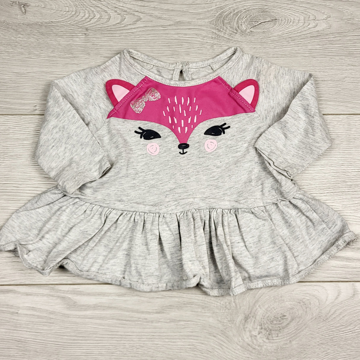 KHEN5 - George grey top with fox. Size 0-3 months