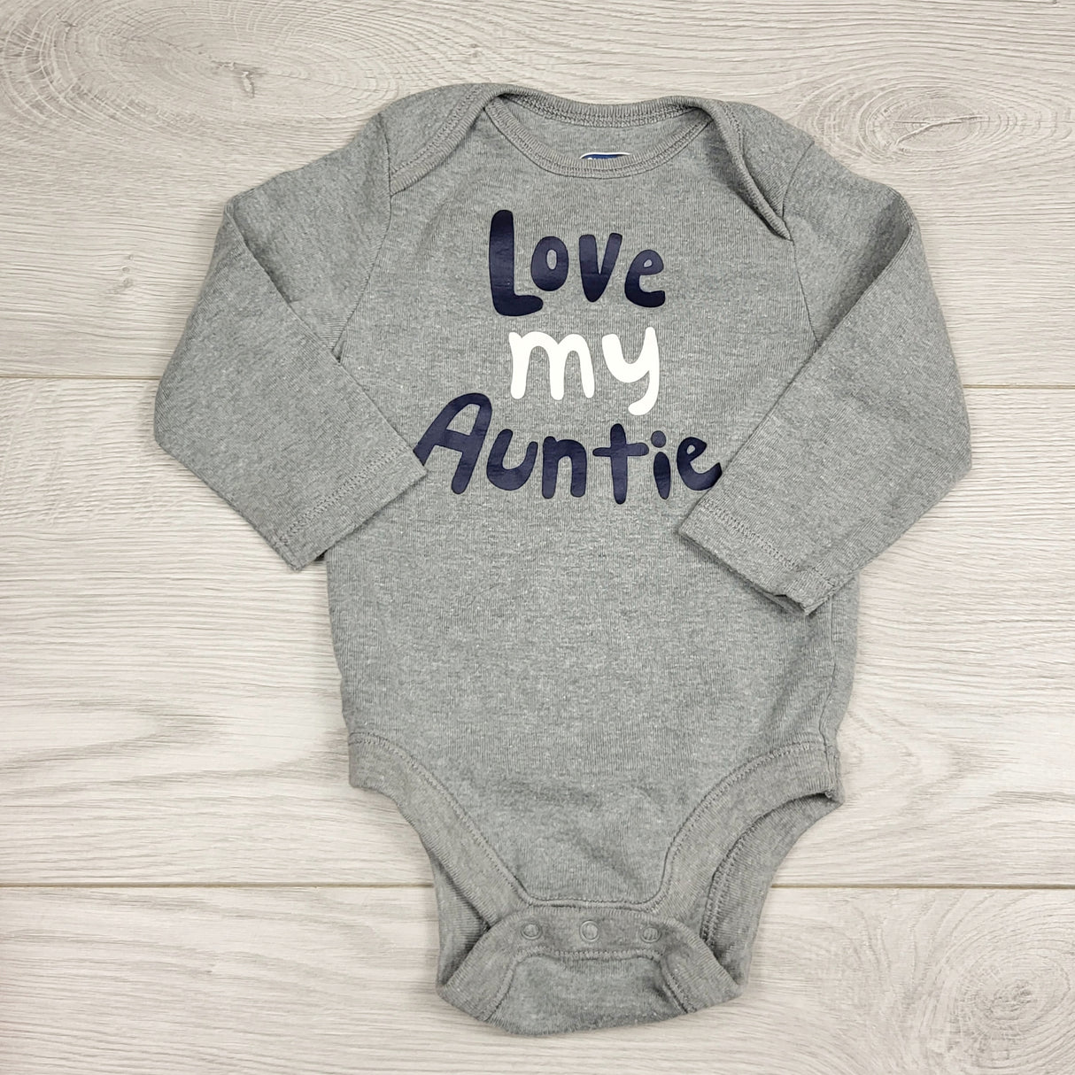 KHEN5- Old Navy grey "Love my Auntie" bodysuit. Size 3-6 months