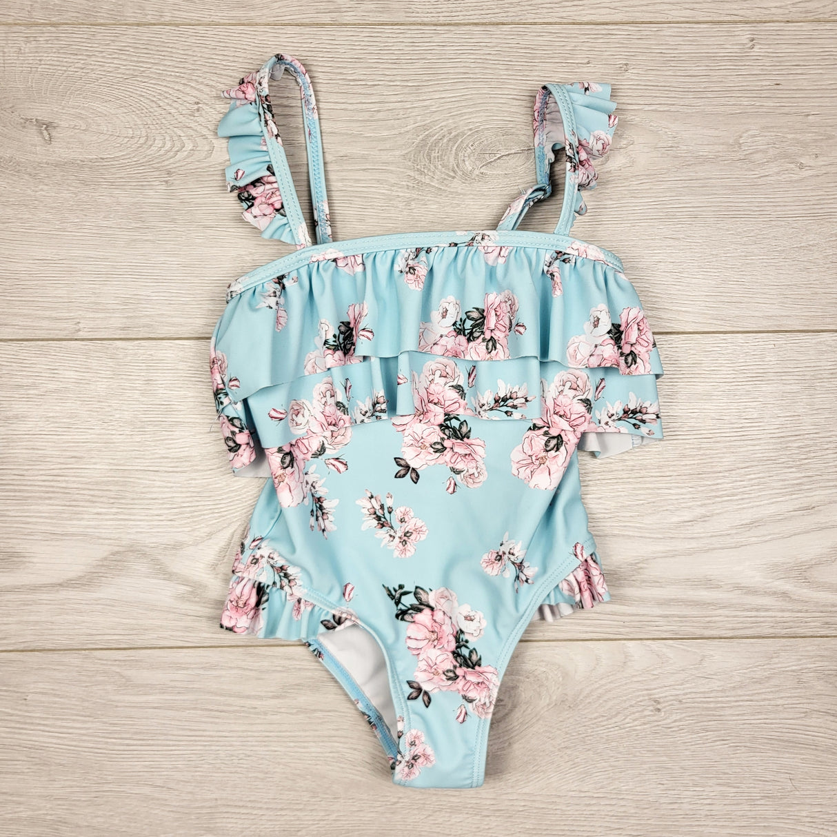 ALWS11 - PatPat blue floral print one piece swimsuit. Size 3T