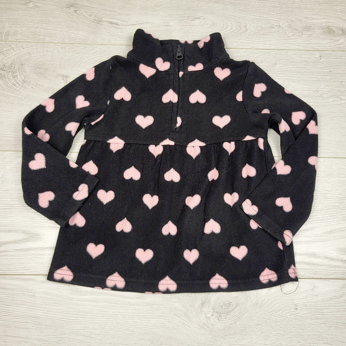 ALWS11 - Children's Place pink and black fleece pullover with hearts. Size 3T