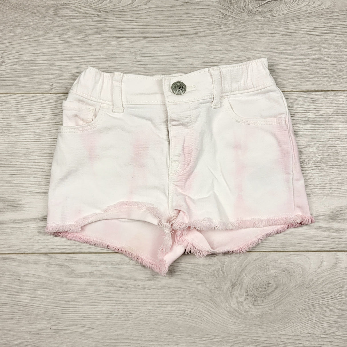 ALWS11 - Gap white and pink tie dye style denim shorts. Size 5T