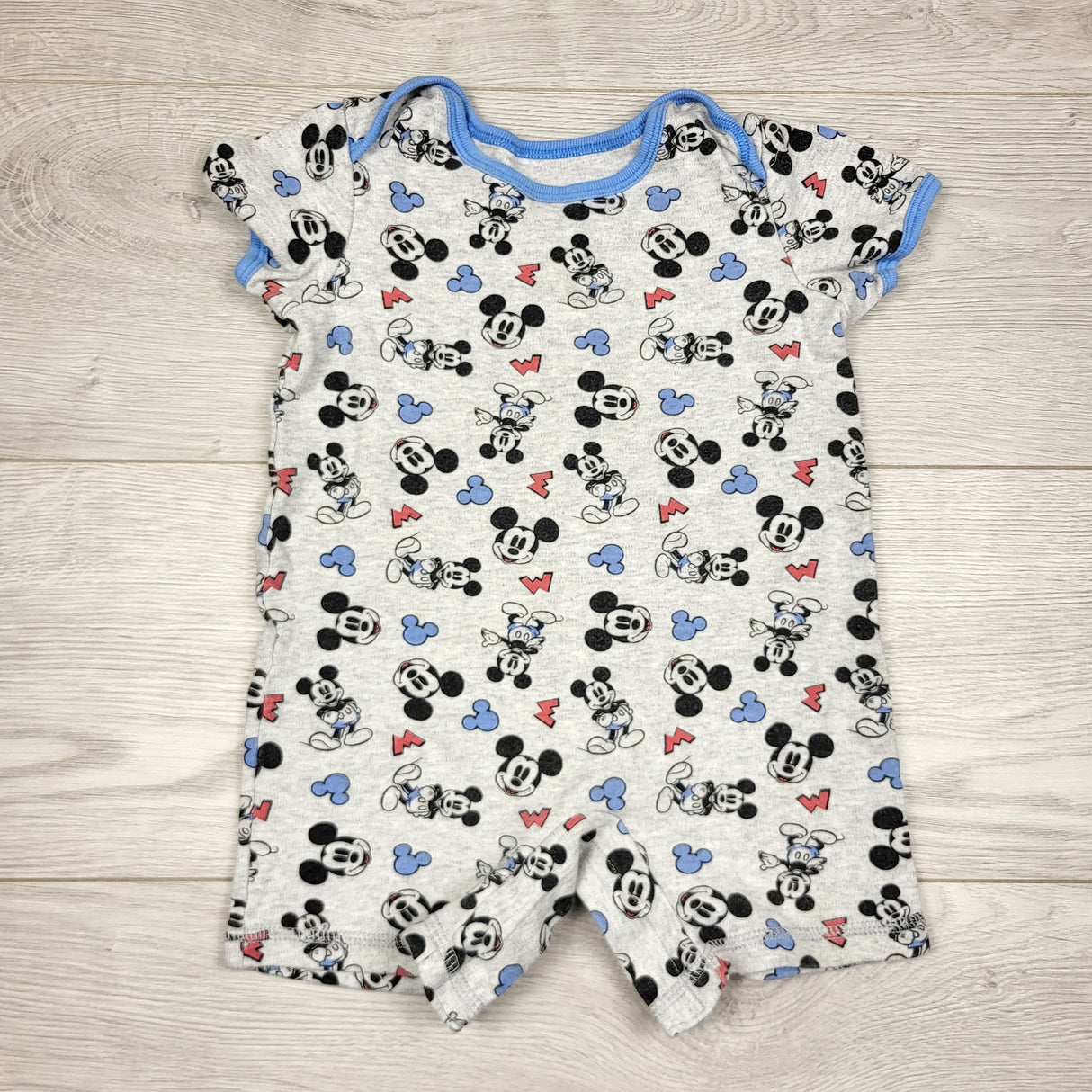 ADRT1 - Disney Baby grey cotton Mickey Mouse romper. Size 18 months