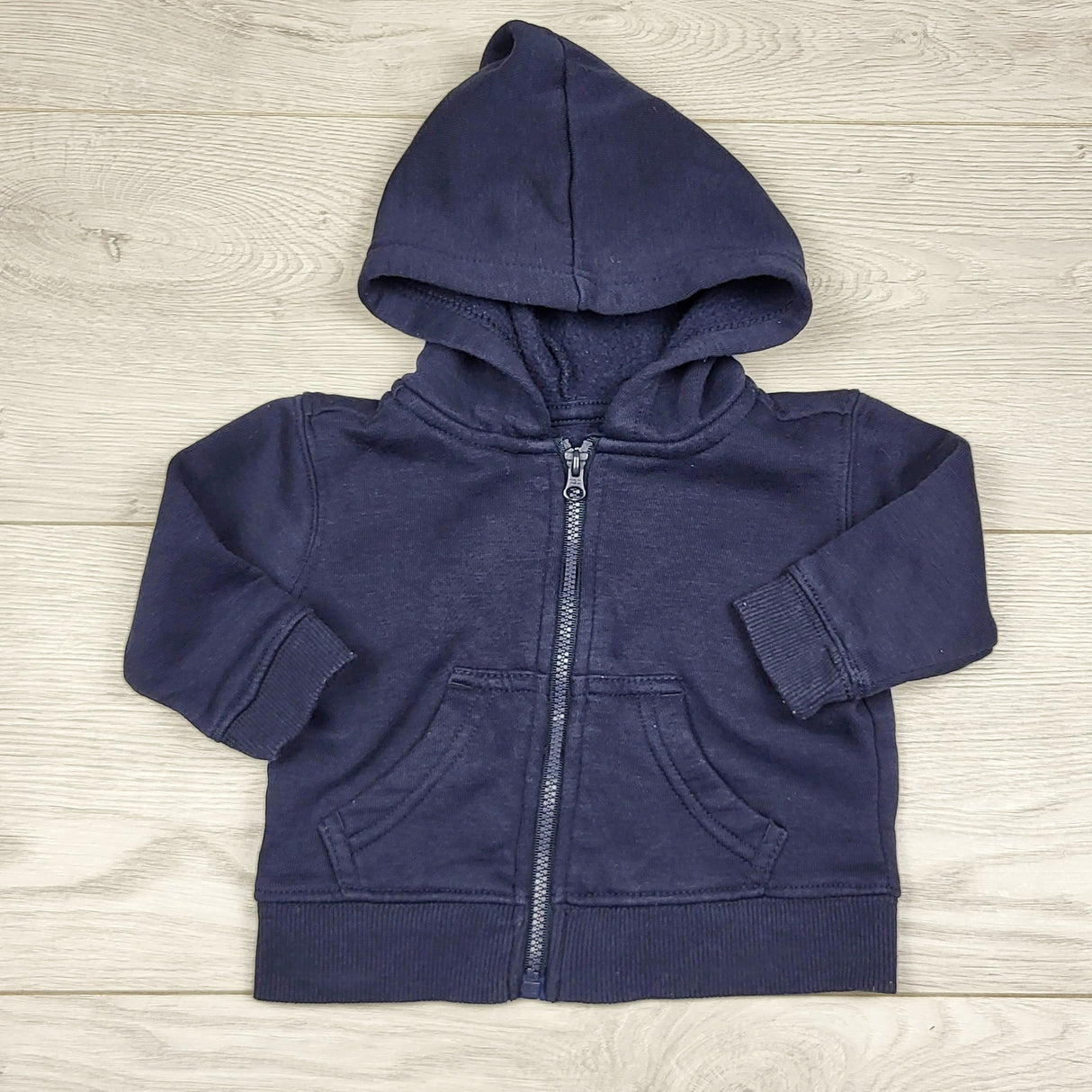 ADRT1 - George navy fleecy lined zip up cotton hoodie. Size 0-3 months