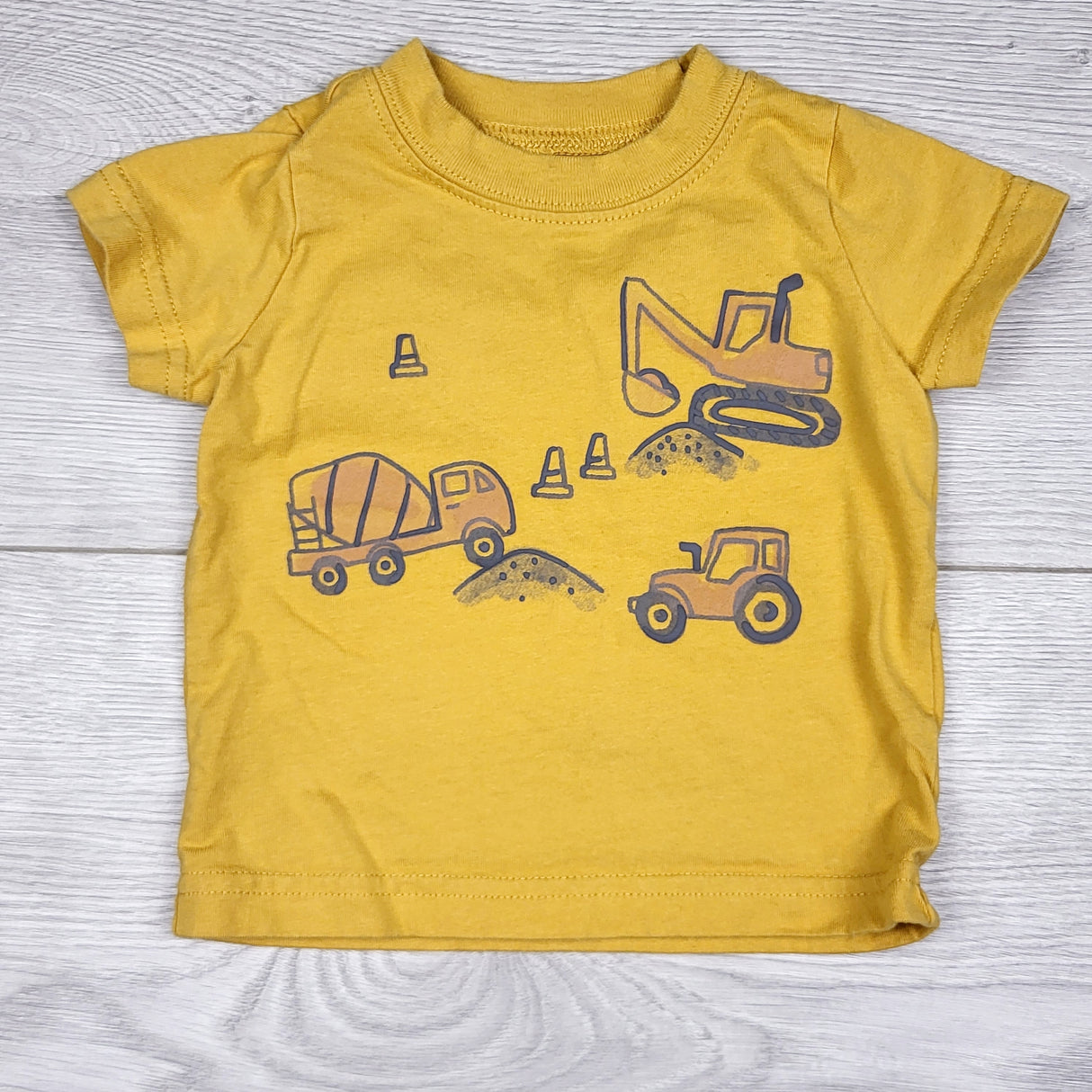 ADRT1 - Child of Mine yellow construction themed t-shirt. Size 0-3 months