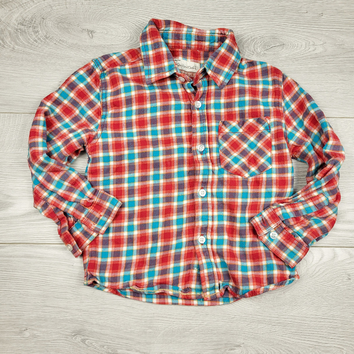 SPLT3 - Sovreign Code red and blue plaid button down flannel shirt. Size 3T