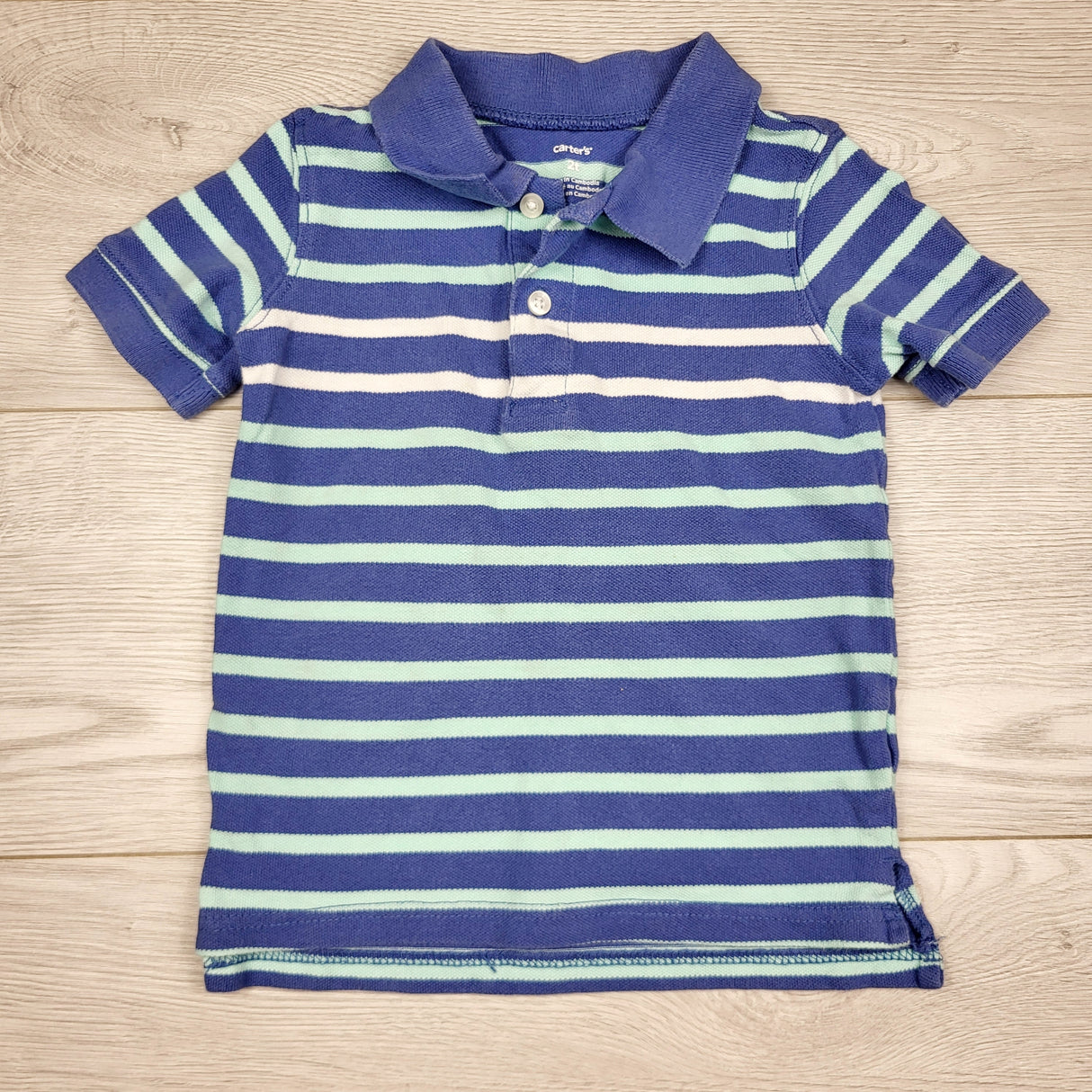 ULRT2 - Carters blue striped polo shirt. Size 2T