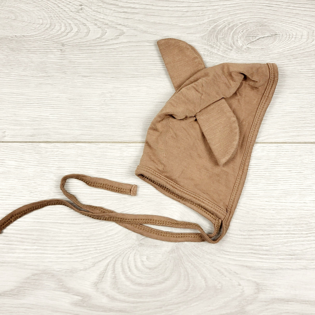 CCAM11 - Kate Quinn brown bamboo bonnet with ears. Size 3-6 months