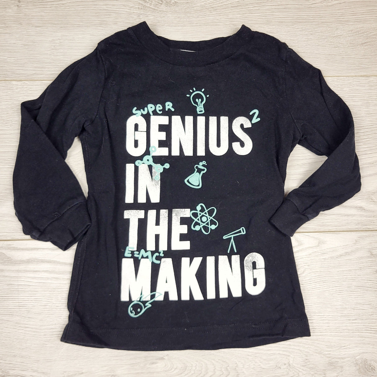 SMRSH1 - Simple Joys black "Genius in the Making" long sleeved top. Size 2T