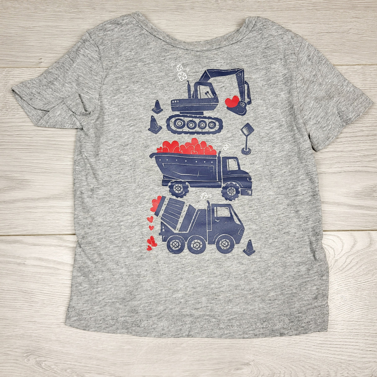 SMRSH1 - George grey t-shirt with construction vehicles. Size 2T