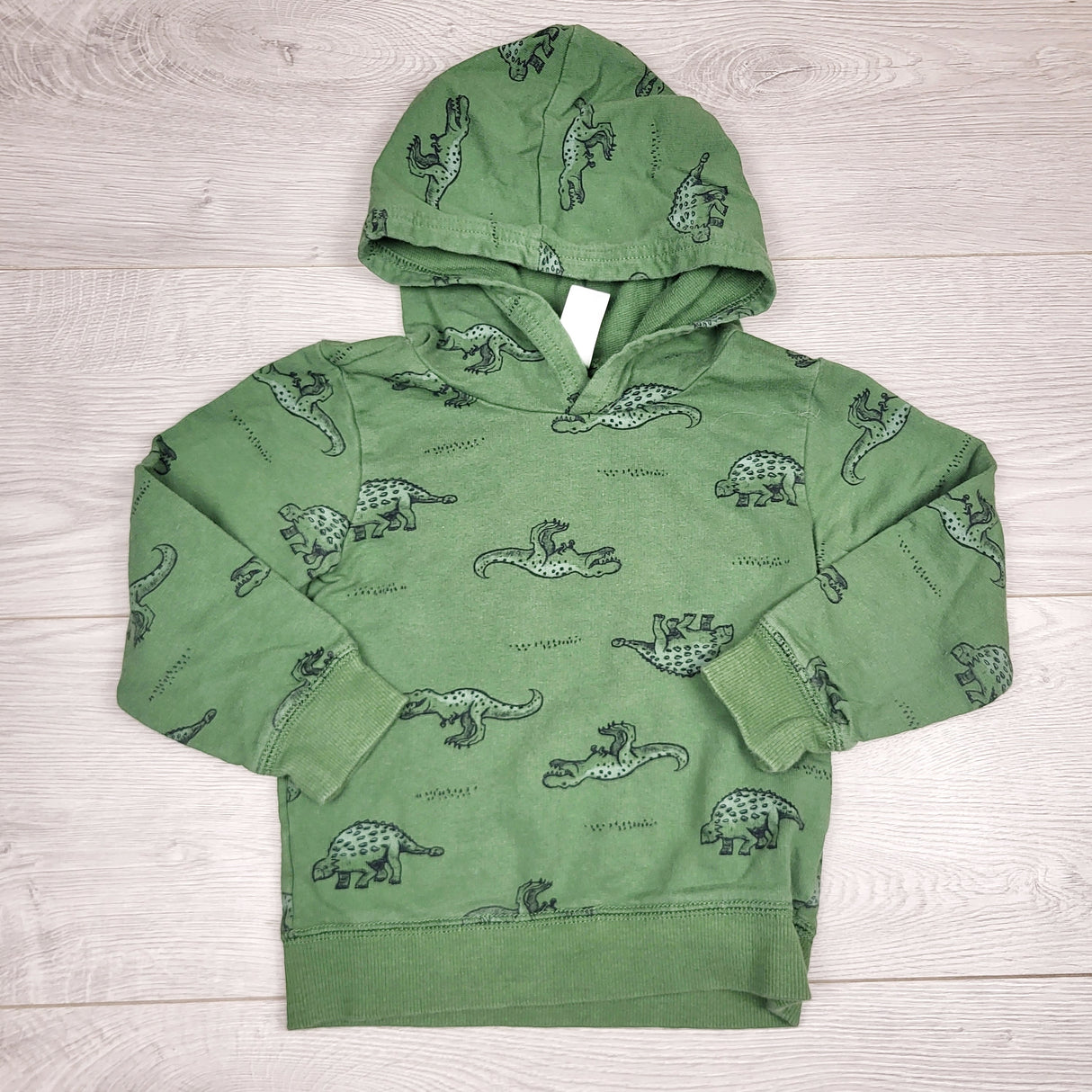 SMRSH1 - Carters green pullover hoodie with dinosaurs. Size 3T