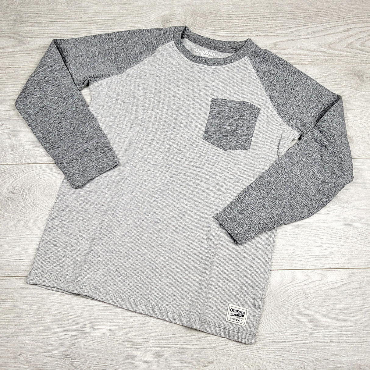 VKB1 - Oshkosh two-tone grey waffle knit shirt. Size 10