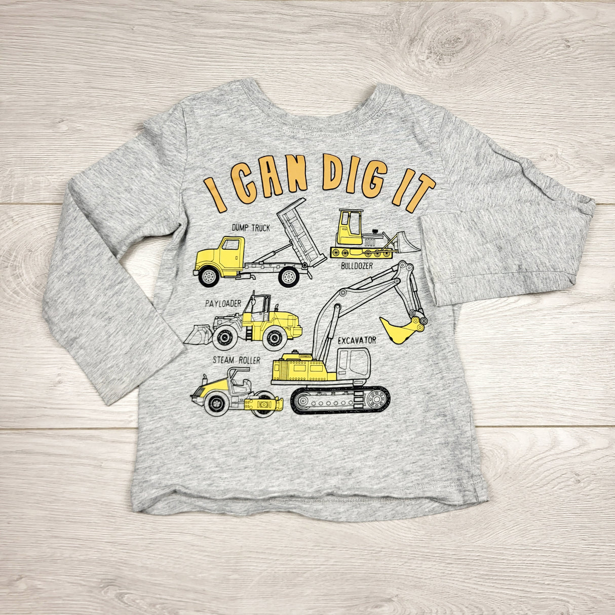 RGRN1 - Carters grey "I Can Dig It" top. Size 2T