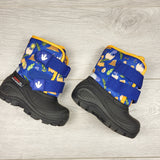 SMRSH2 -Ice Fields navy snow boots with dinosaurs. Size 7