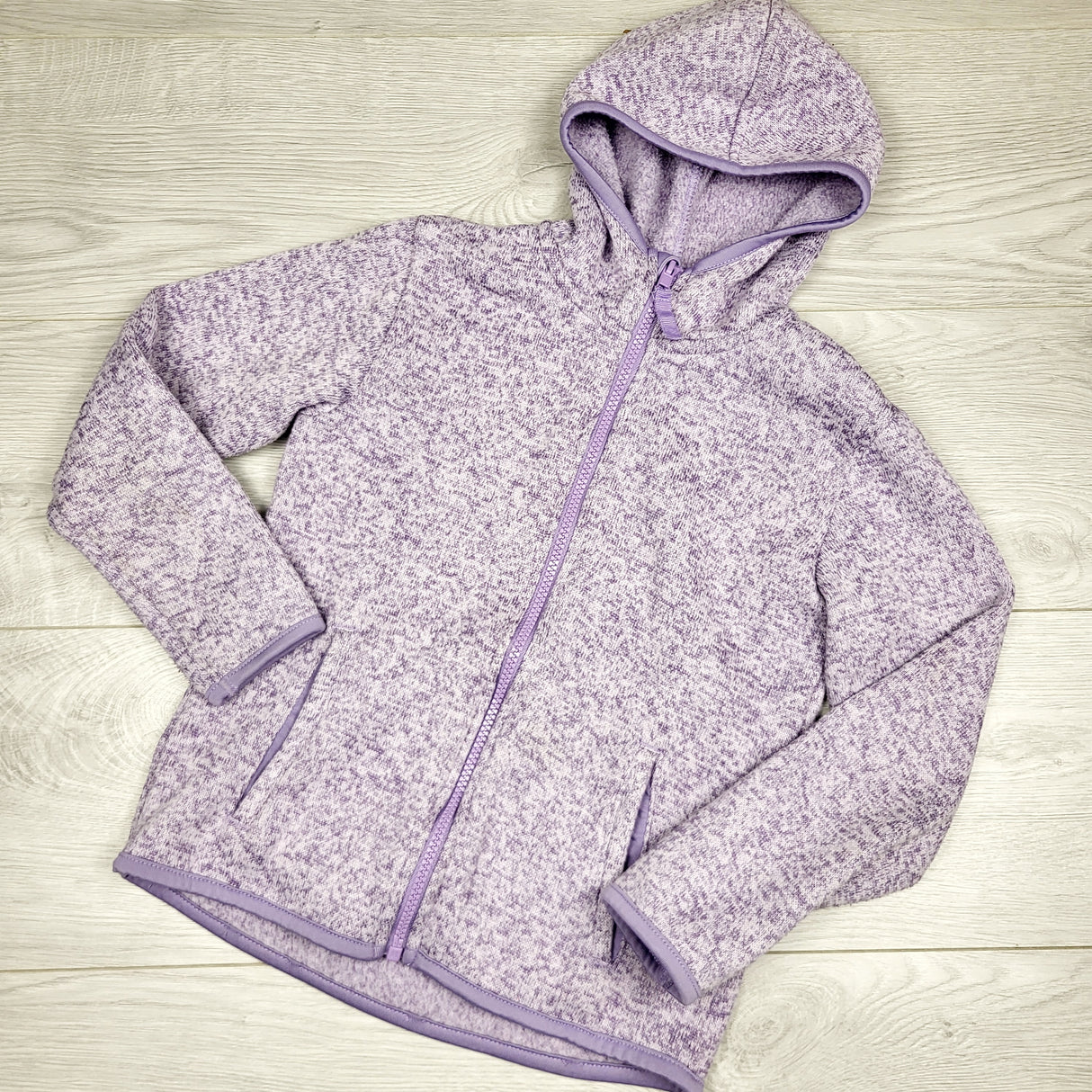 LSEV1 - H and M purple knit zip up hoodie. Size 6-8 Years