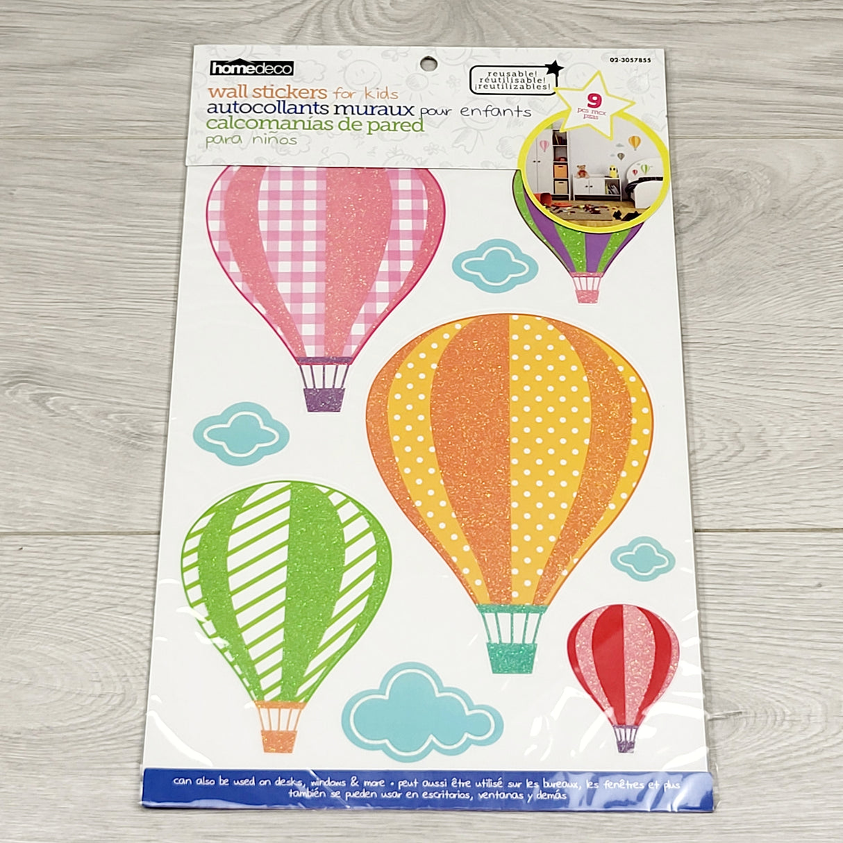 LSEV1 - NEW - HomeDeco hot air balloon wall stickers (9pcs)