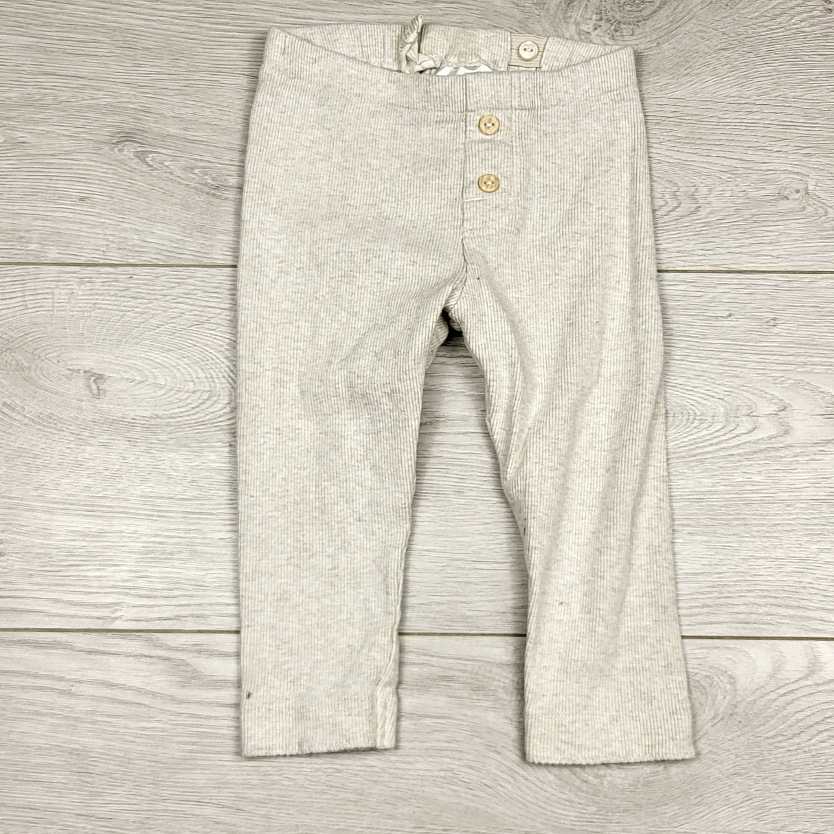 RGRN2 - H and M grey ribbed cotton pants. Size 9-12 months