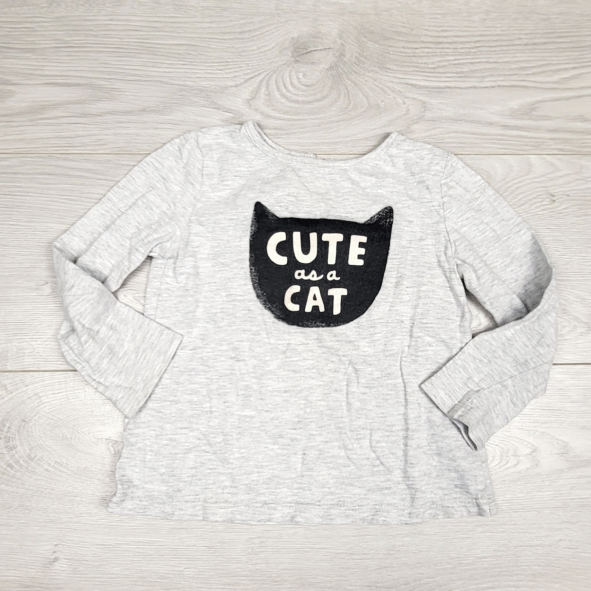 RGRN2 - Joe grey long sleeved top with cat. Size 18-24 months