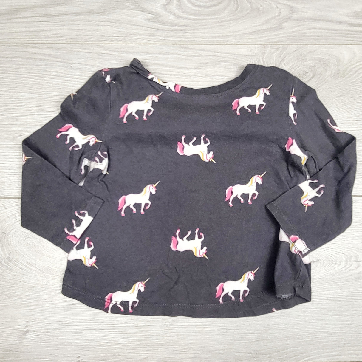 RGRN2 - Old Navy grey long sleeved top with unicorns. Size 18-24 months