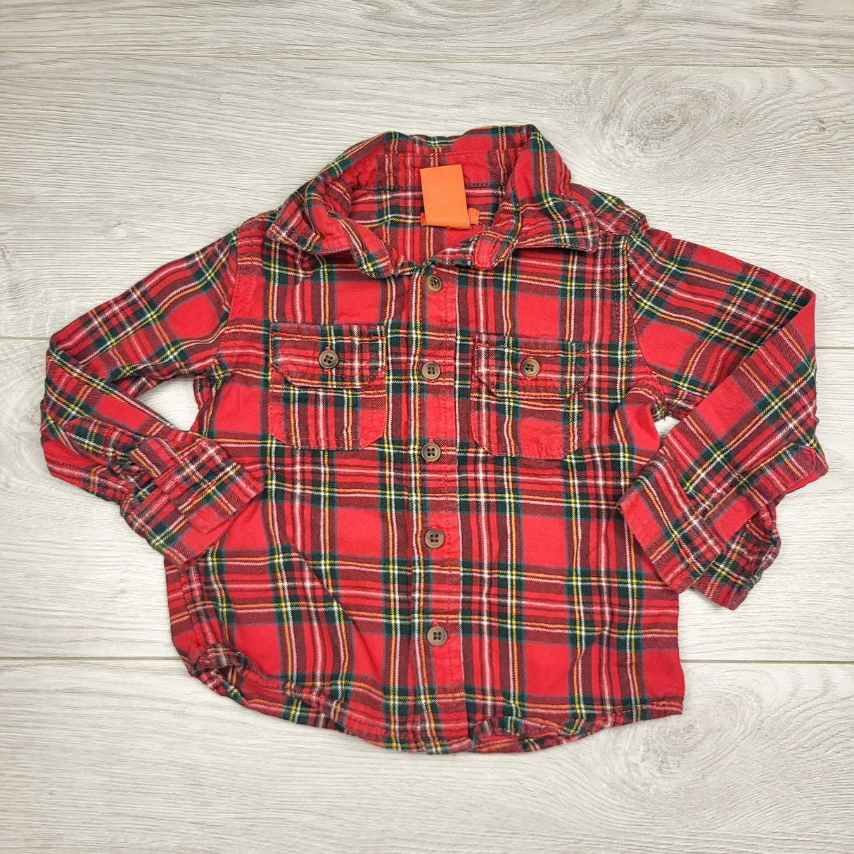 RGRN22 - Joe red plaid button down shirt. Size 2T