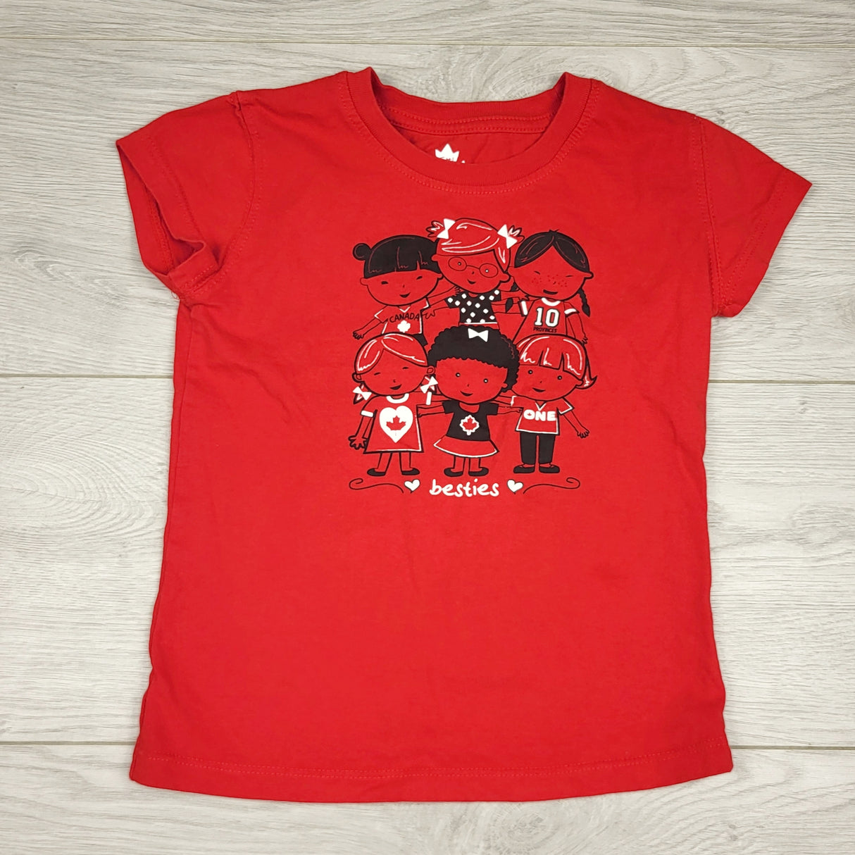 MDWY1 - Eh! brand red "Besties" Canada t-shirt. Size 4T