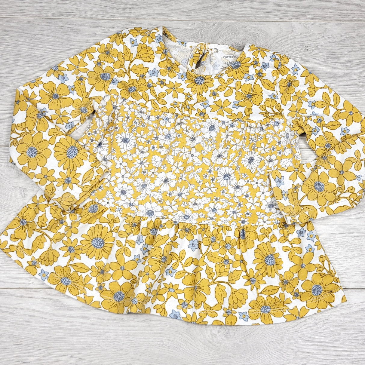 MDWY1 - Carters yellow floral print top. Size 4T