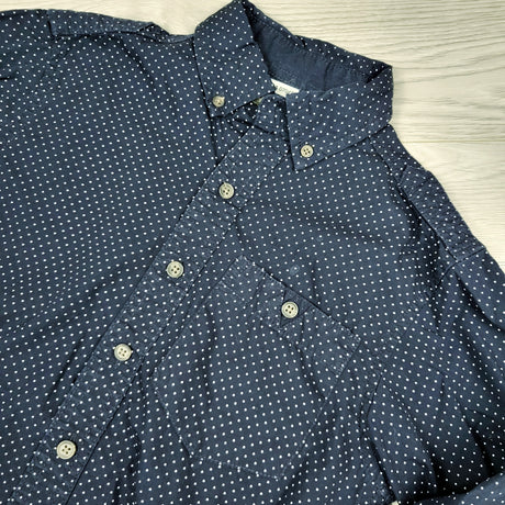 AWLS2 - PD and Co navy polka dot button down shirt. Size 8