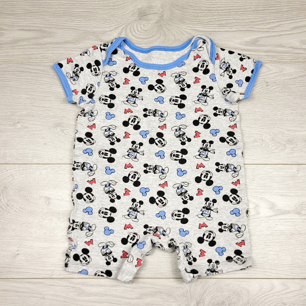 CHLV1 - Disney Baby grey cotton Mickey Mouse romper. Size 18 months