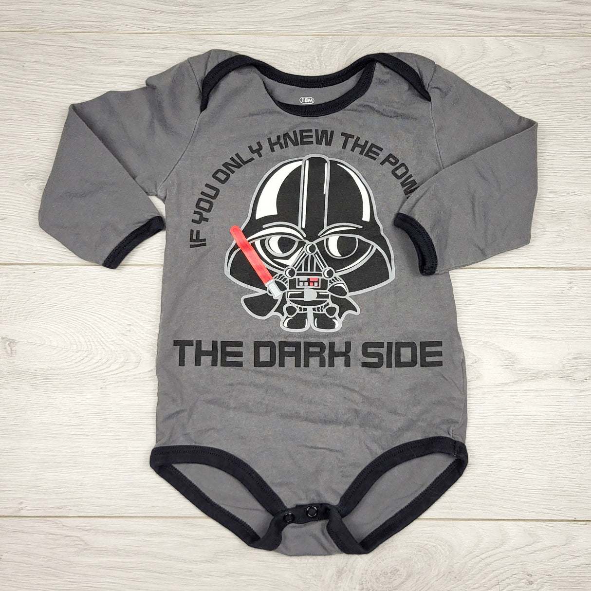 CHLV1 - Star Wars grey Darth Vader bodysuit. Size 18 months