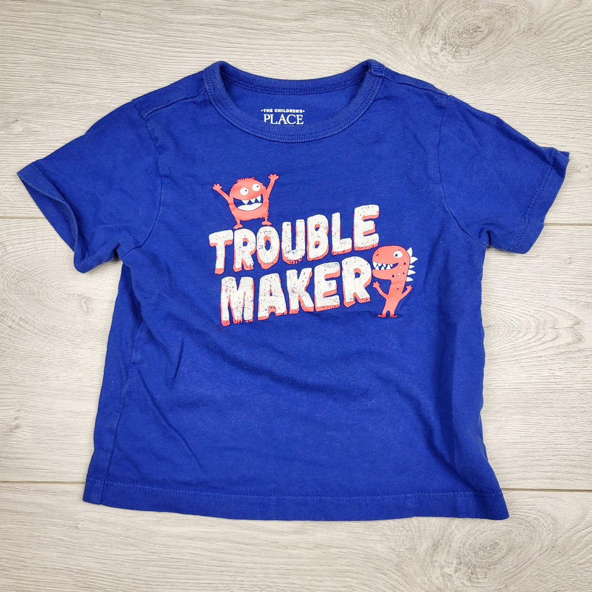 CHLV1 - Children's Place blue "Trouble Maker" t-shirt. Size 18-24 months