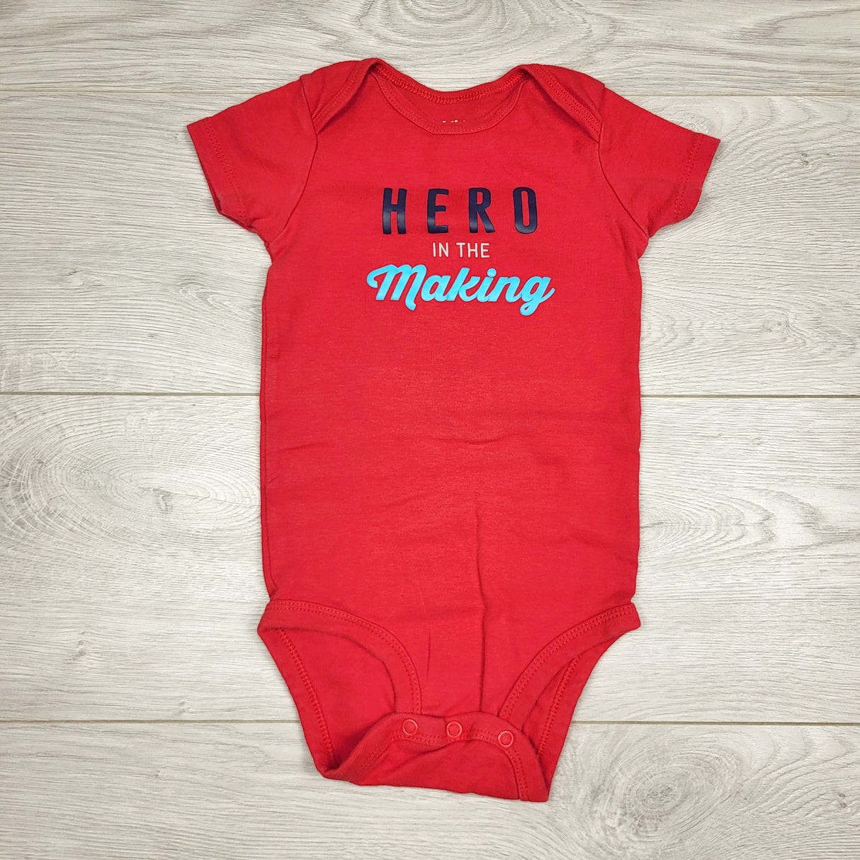 CHLV1 - Child of Mine red "Hero in the Making" bodysuit. Size 18 months