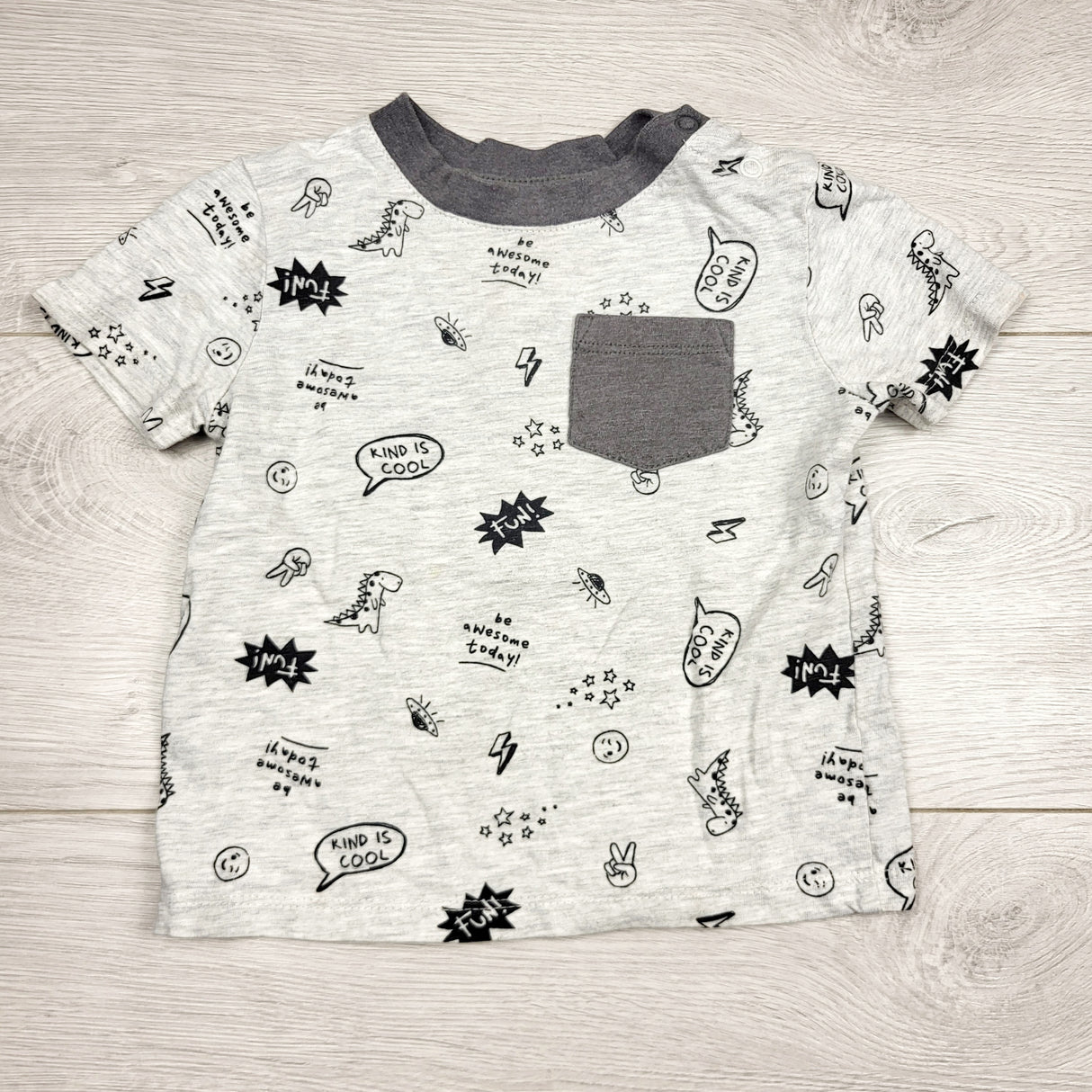 CHLV1 - George grey t-shirt with doodles. Size 18-24 months