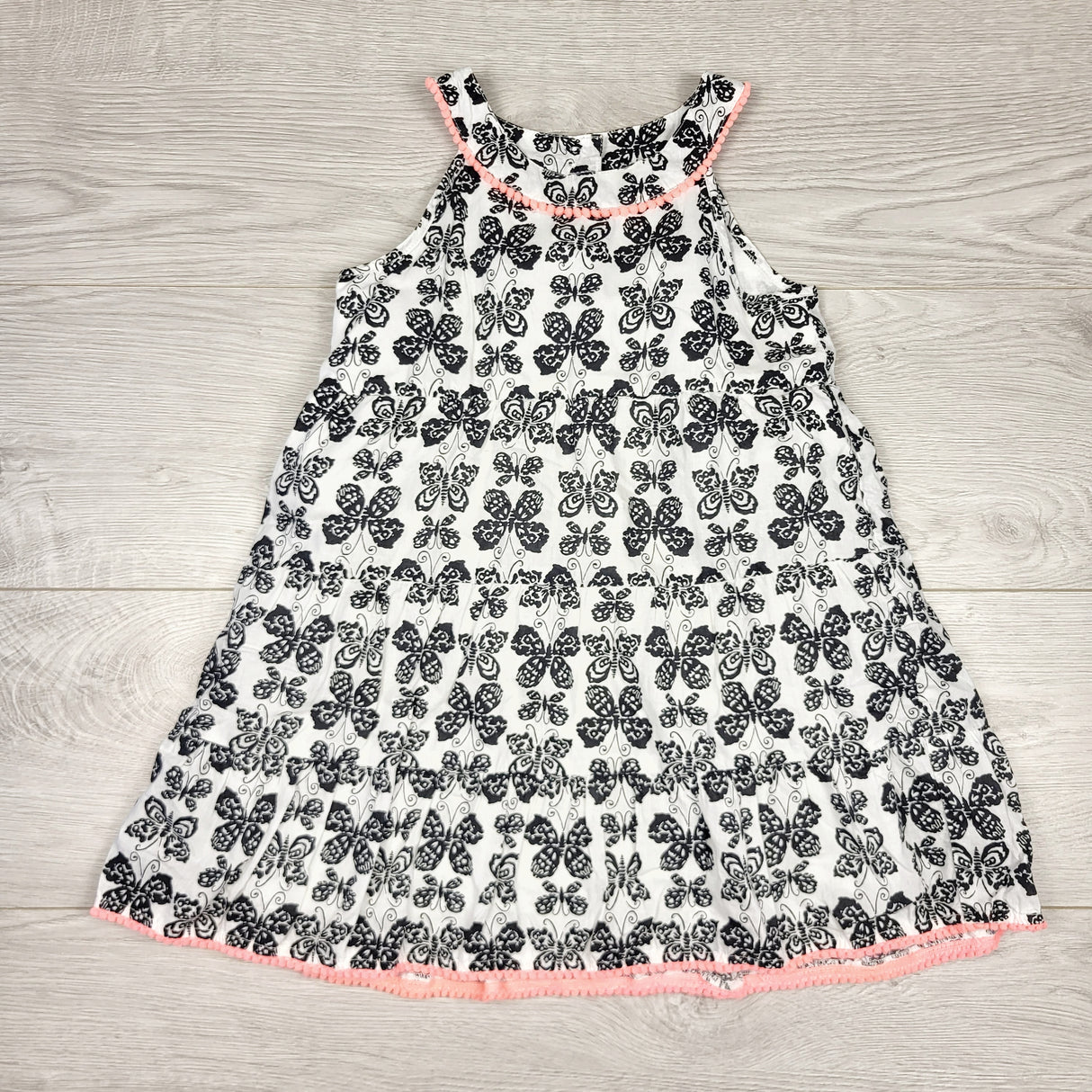 LBYL2 - Children's Place black and white sleeveless dress with butterflies. Size 4T