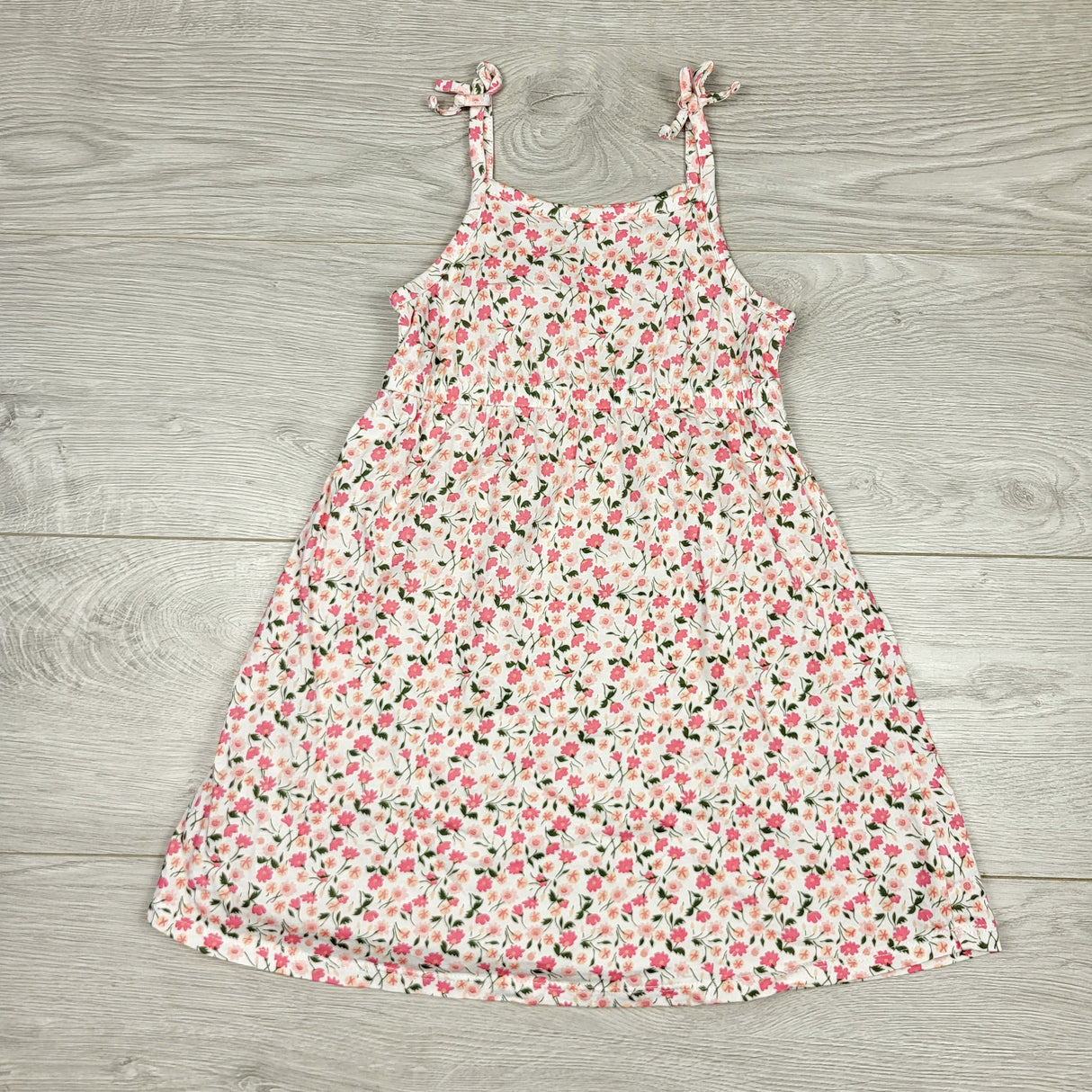 LBYL2 - Old Navy white and pink floral print sleeveless cotton dress. Size 4T