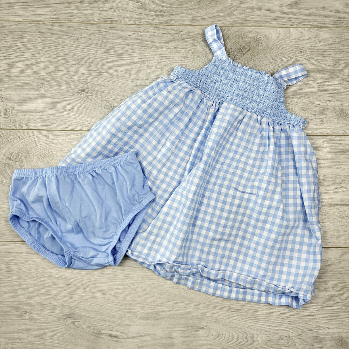 DFON1 - Carters blue checked sundress with matching diaper cover. Size 18 months