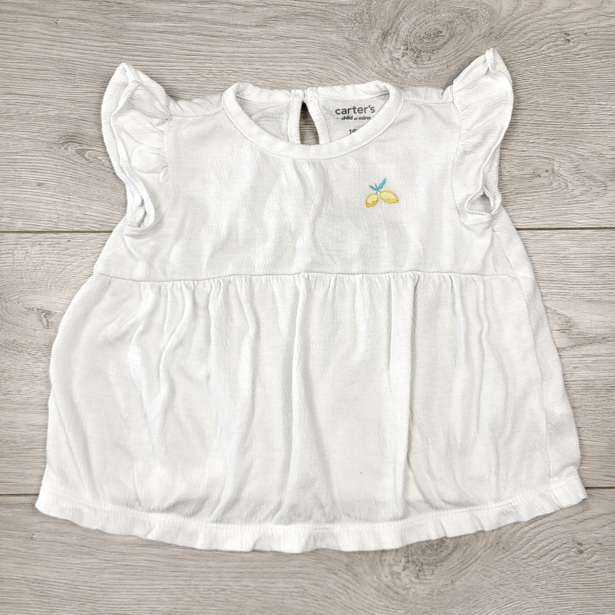 DFON1 - Child of Mine white textured top with lemons. Size 18 months