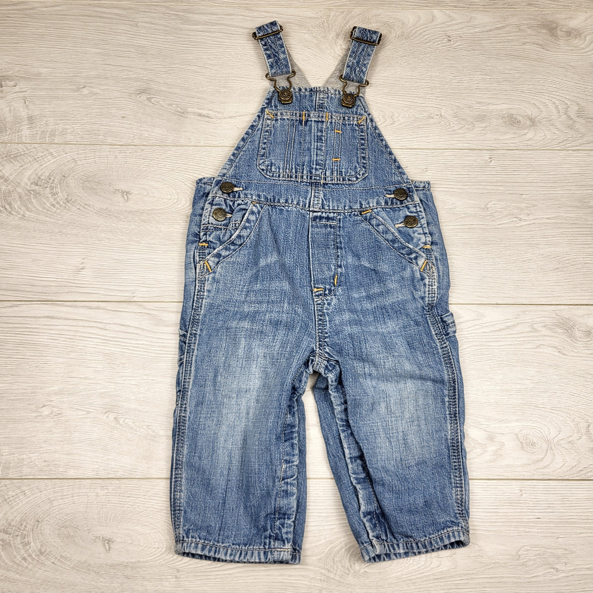 KARE2 - Gap distressed jersey lined denim overalls. Size 12-18 months