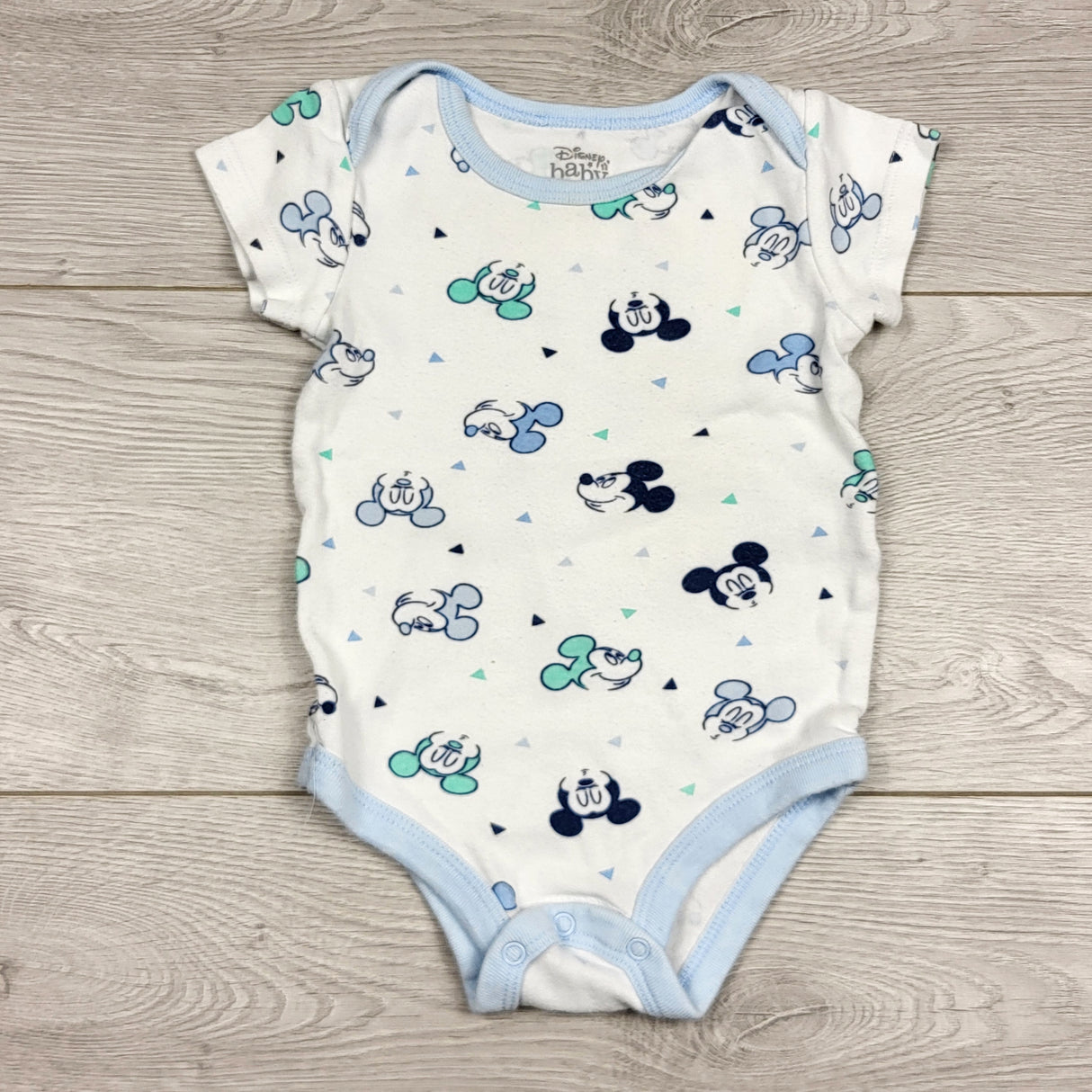 KARE2 - Disney Baby white and blue bodysuit with Mickey Mouse. Size 3-6 months