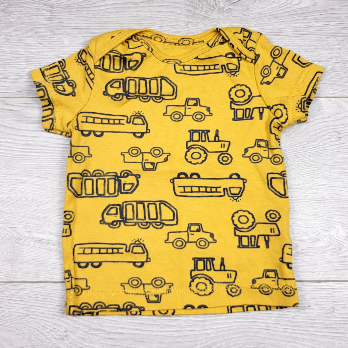 KARE22 - Child of Mine yellow t-shirt with vehicles. Size 3-6 months