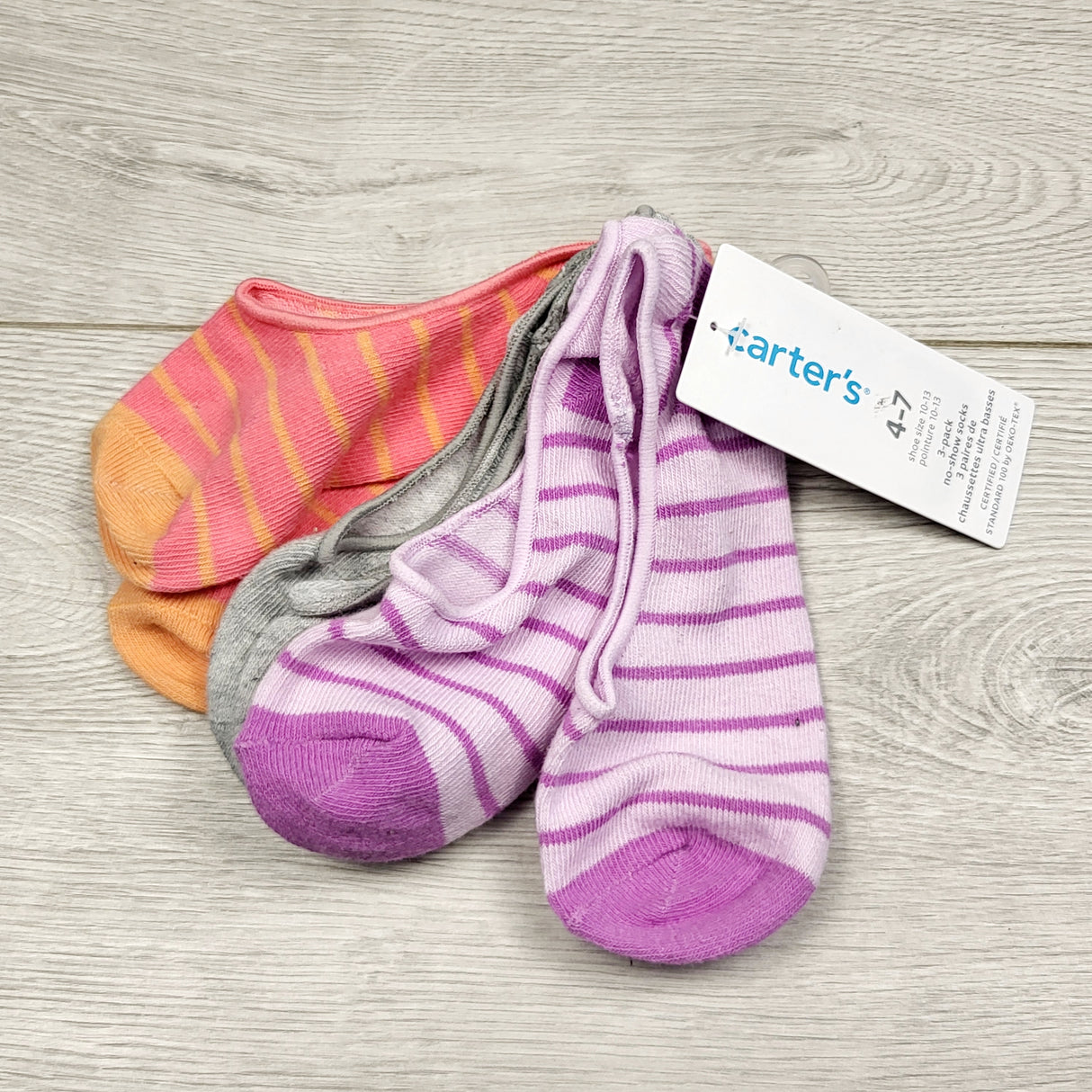 MSND1 - NEW - Carters no-show socks (3 pairs.) Size 10 to 13 shoe size