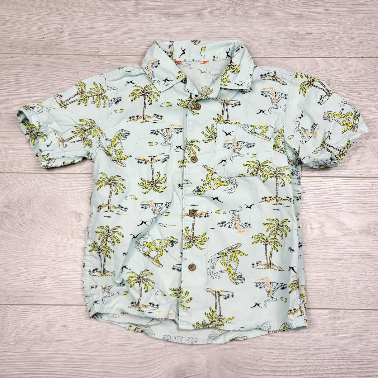 MSND2 - Joe button down shirt with palm trees. Approx 4T