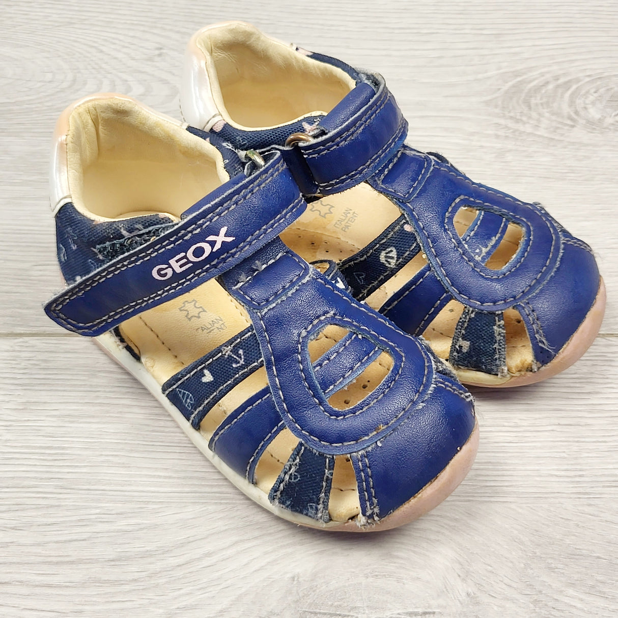 CKLB1 - Geox navy leather "Respira" sandals. Size 5.5