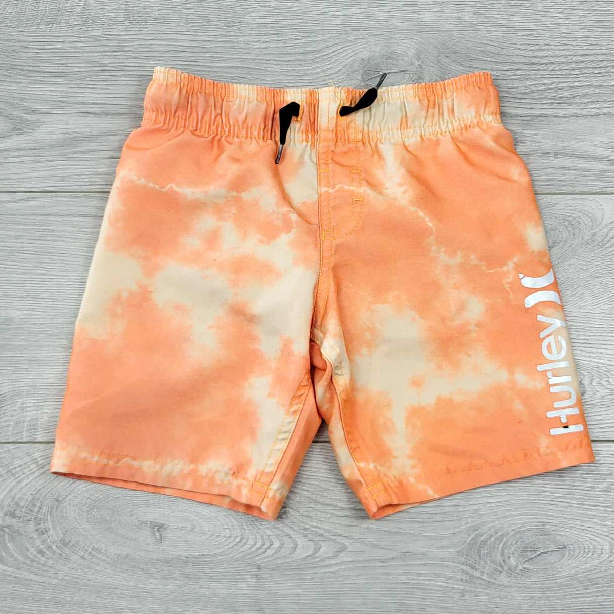 KHW1 - Hurley orange tie dye mesh lined swim shorts. Size 5T