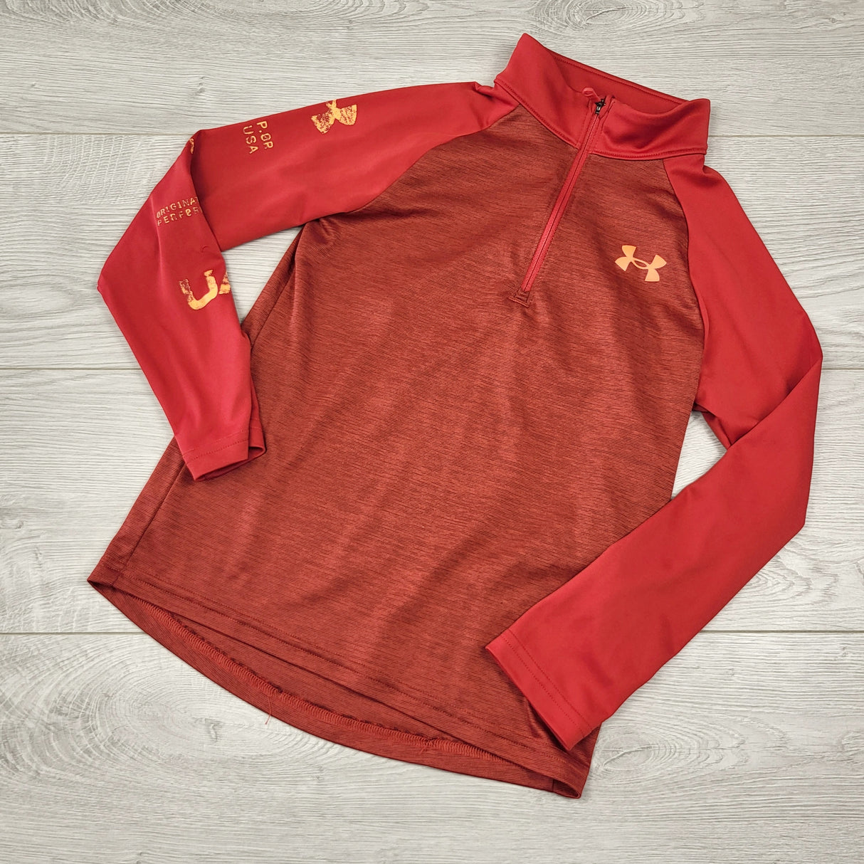 KHW1 - Under Armour red half zip loose fit pullover shirt. Size small