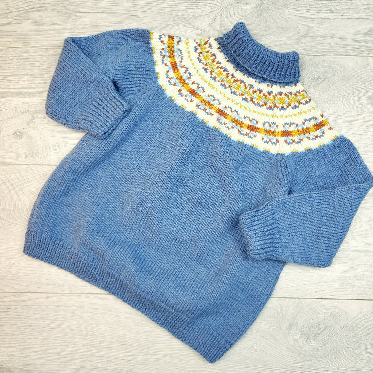 DMKY1 - Handmade Fair Isle style turtleneck sweater. Sizes like 6 years