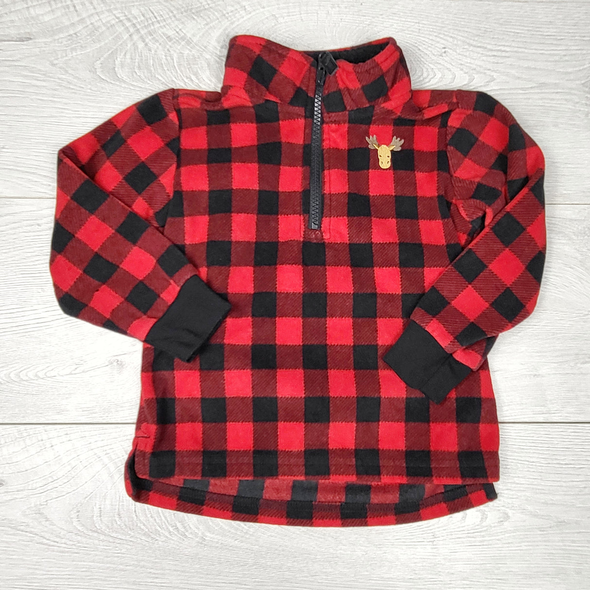 NTLL1 - Child of Mine red checked half zip fleece pullover. Size 2T