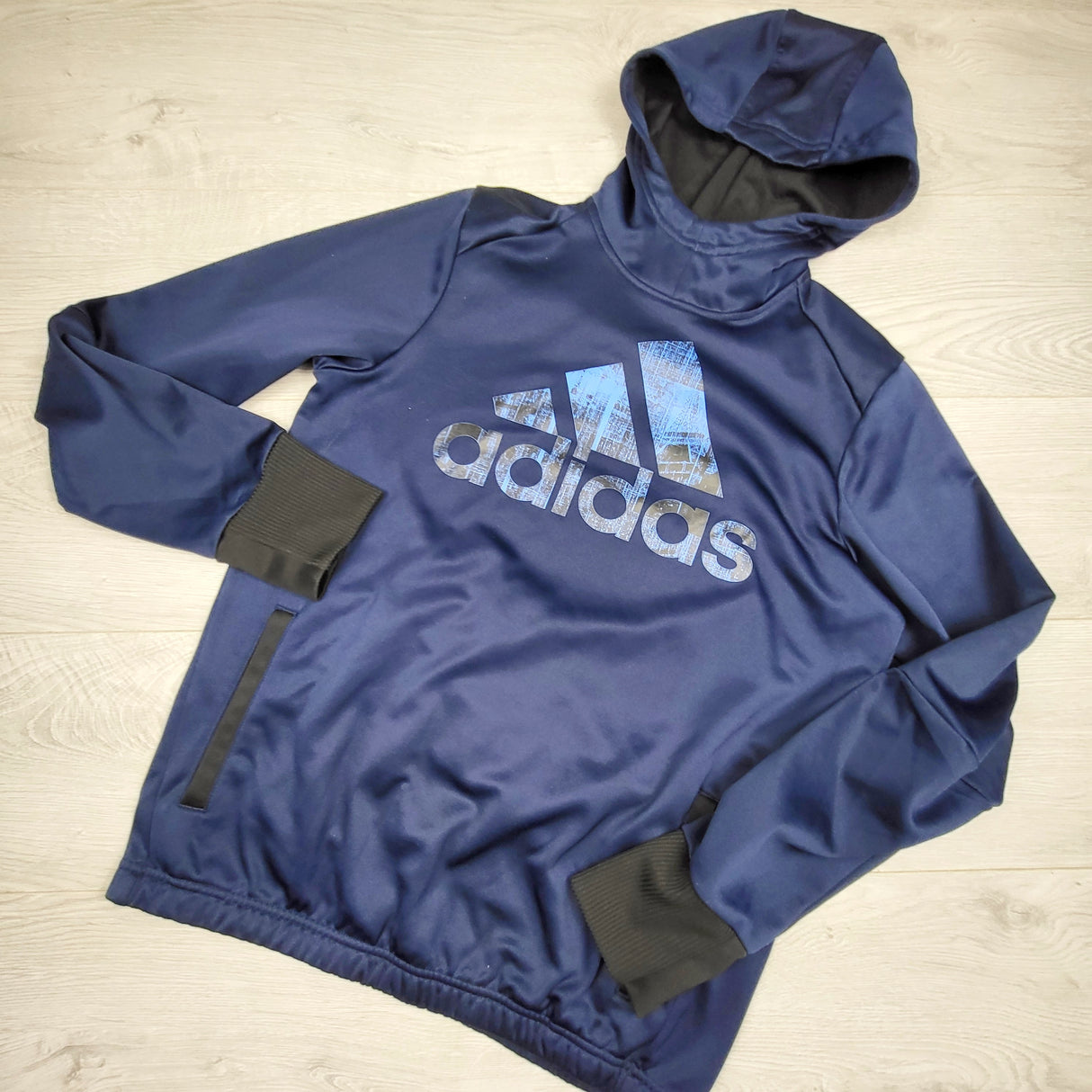 OAG1 - Adidas navy fleecy lined pullover hoodie. Size XL