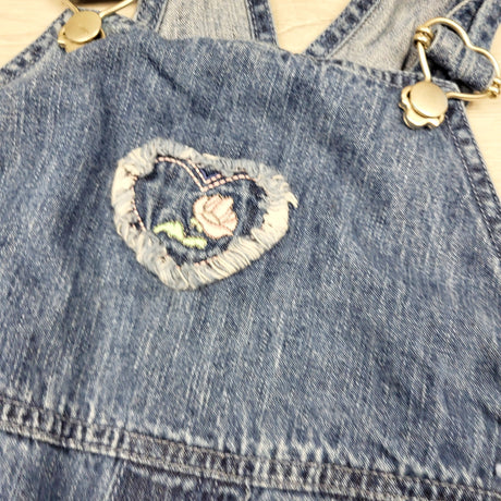 DMKY2 - Vintage Precious Moments denim short overalls. Size 3T