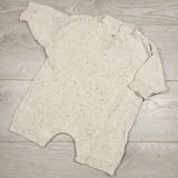 DMKY2 - Oat brand speckled sweater romper. Size 0-6 months