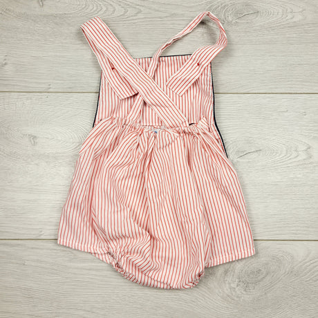 DMKY2 - Vintage Jo-Joe Fashion red and white pin striped "Lil Slugger" romper. Sizes like 0-3 months