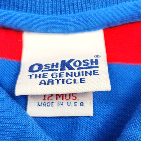 DMKY2 - Vintage made in the USA Oshkosh red and blue striped polo shirt. Size 12 months